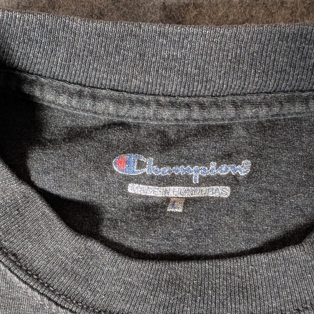 Champion Men's Charcoal Heather T-Shirt Classic Crew Neck Short Sleeve Basic Tee - Picture 5 of 7
